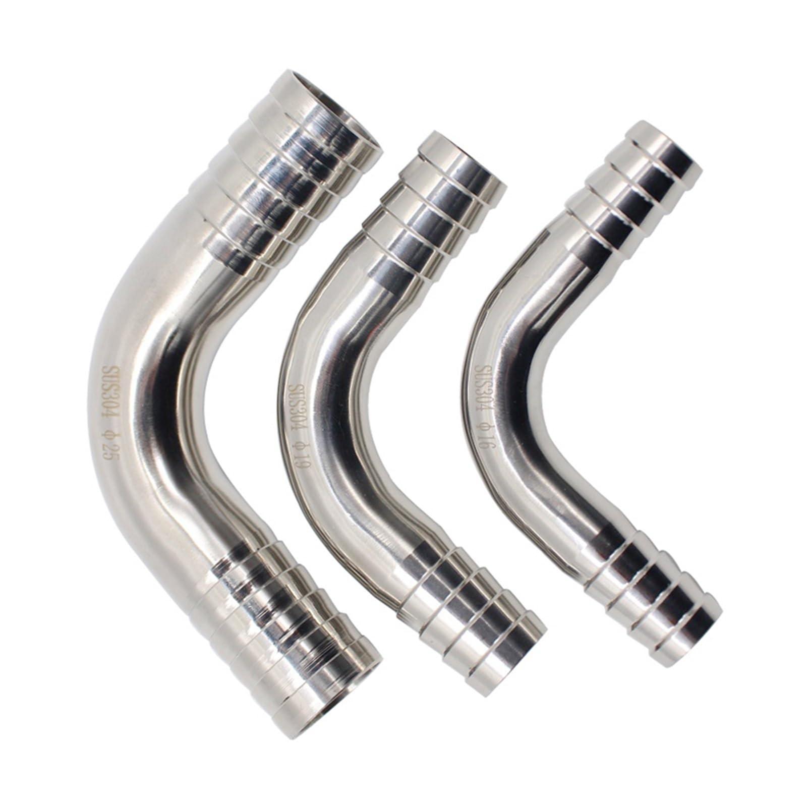 Acoplamiento de codo sanitario de acero inoxidable de 90°, manguera de 12,7 mm a 51 mm (304/316), uso doméstico e industrial (12,7 mm, SUS316L)