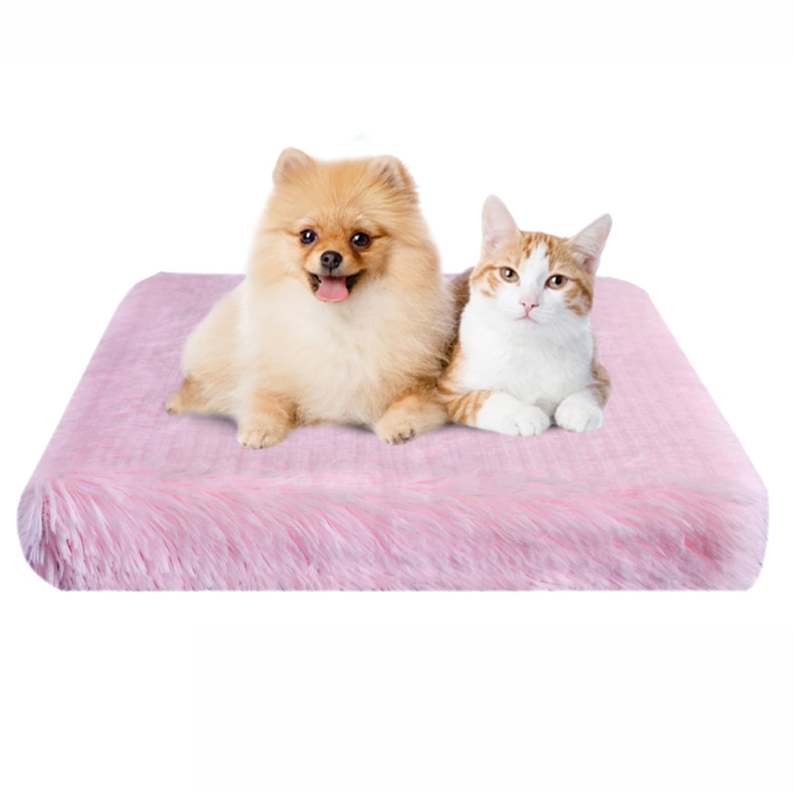 BESTORI Dog Bed Soft Plush Waterproof Lining Dog Crate Pad Mat with Removable Washable Cover Fluffy Anti-Slip Pet Mats for Sleeping Playing, Pink 01, 75 x 50 x 6 cm