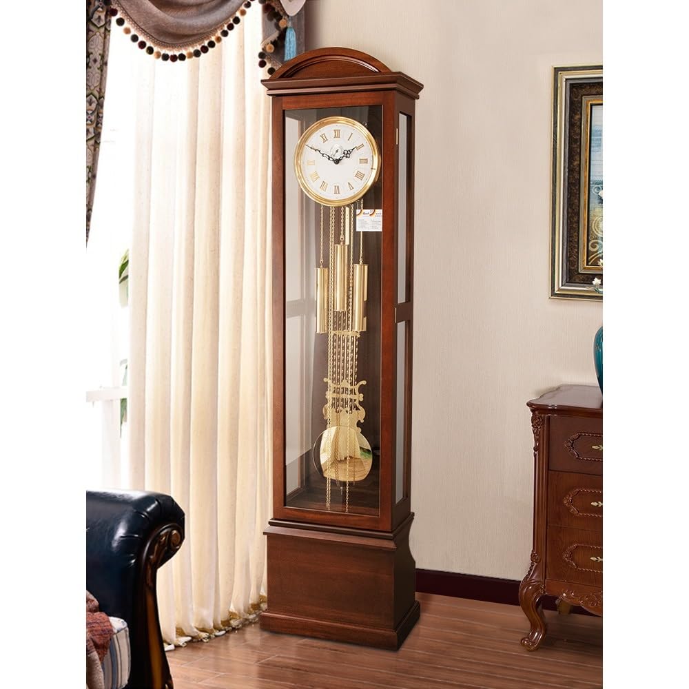 Decorativo Reloj de mesa simple piso mecánico madera maciza para la oficina