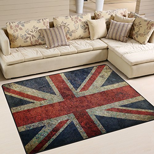 Use7 Tapis style shabby avec drapeau britannique Union Jack pour le salon, la chambre à coucher 160 cm x 122 cm