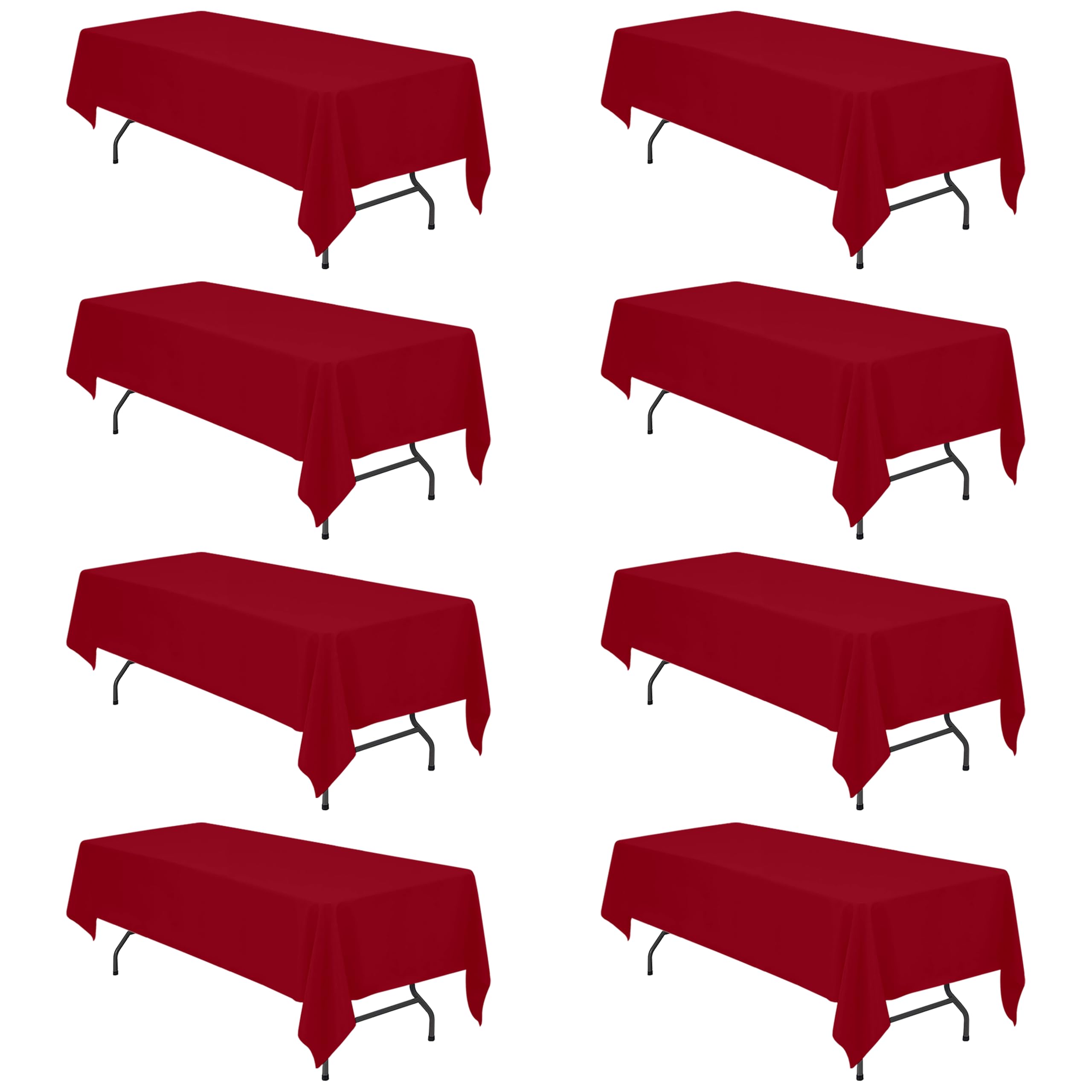 BRILLMAX 8 Pack Burgundy Tablecloths 60x126 Inch for 8ft Rectangle Tables