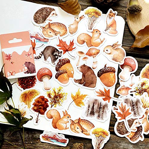 100 Autocollants Scrapbooking Automne BSITSSS - Feuilles D'érable, Renards, Motifs Vintage Pour Décoration DIY - 8