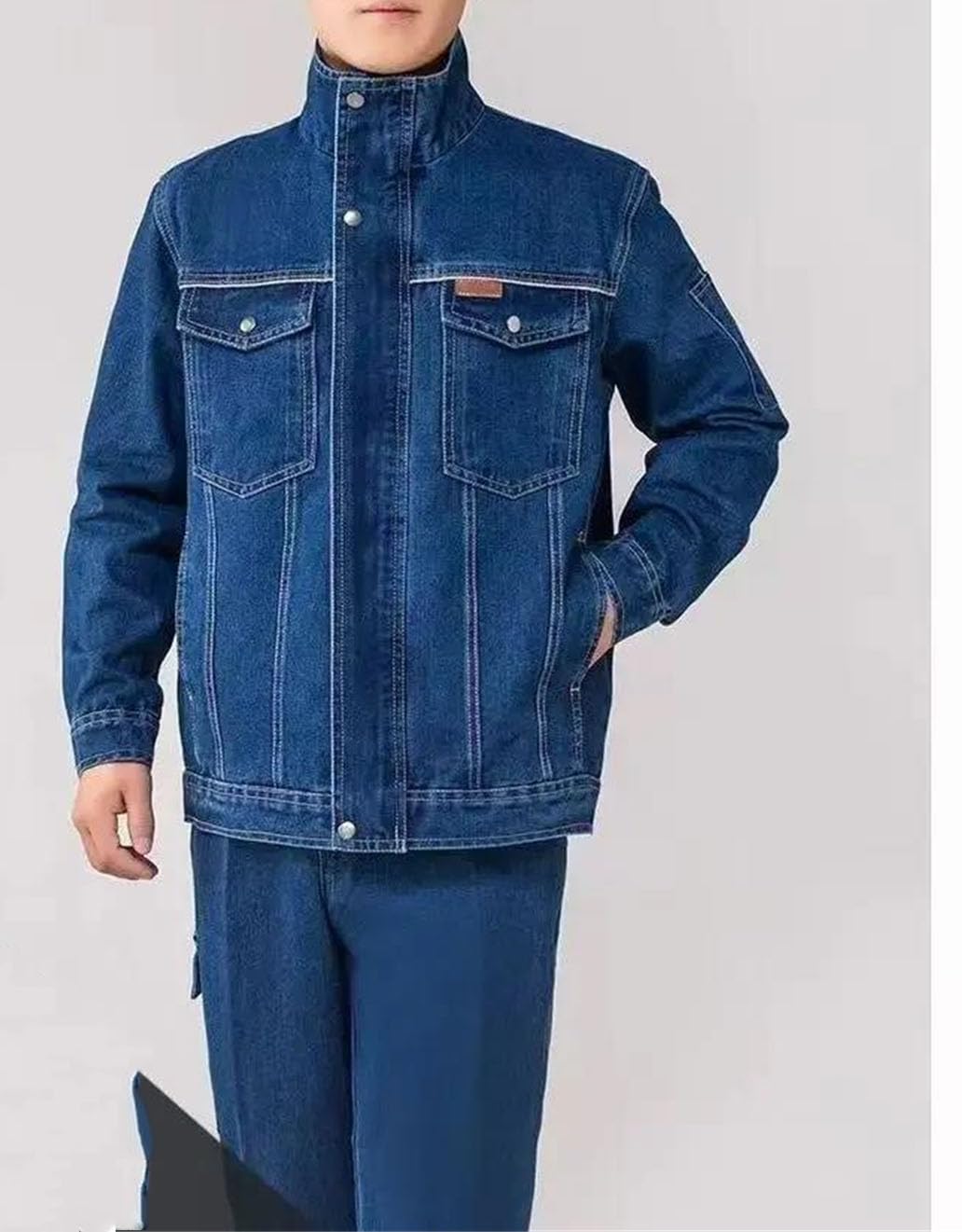 Conjunto de chaqueta vaquera bordada para hombre y jeans sueltos, atuendo casual para primavera, otoño, hip hop, estilo callejero