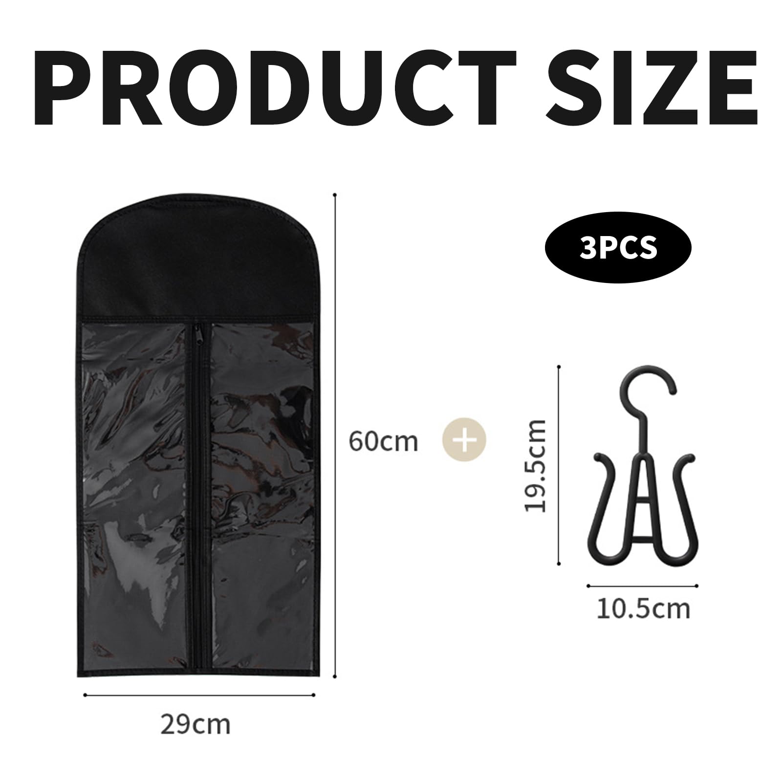 3PCS Wig Storage Bags with Hanger, Hair Extension Holder Bag, Dustproof Portable Hair Extension Storage - Image 2