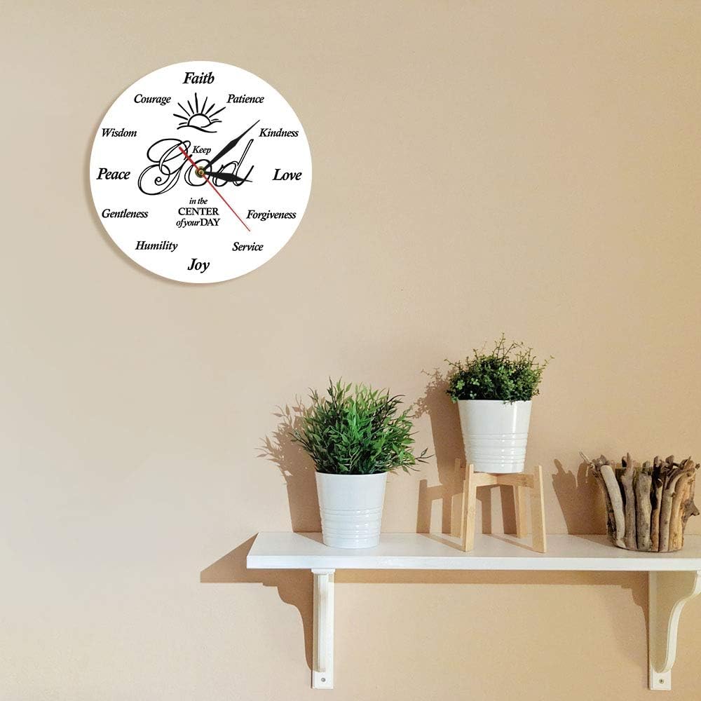The Geeky Days Put God First Inspirational Quote Christian Silent Non Ticking Wall Clock Religious Family Clock Jesus Biblica The God Quartz Battery Operated Round Wall Watch