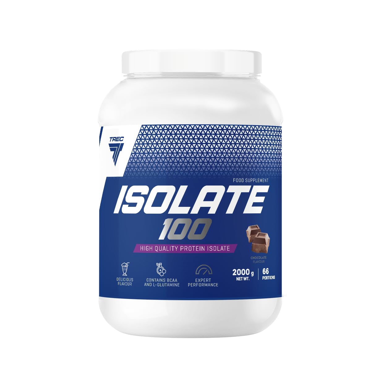 Trec Nutrition - ISOLATE 100 2000 g JAR CHOCOLATE - CFM izolat białka serwatkowego, aminokwasy, idealny na rano i po treningu