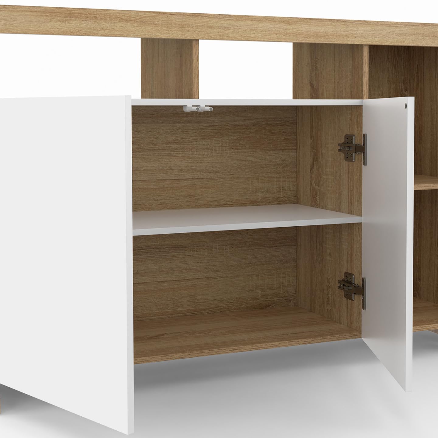 IDMarket - Credenza MALO 110 cm, legno e ante bianche