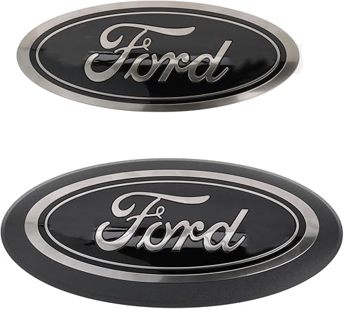 Ford Nuevo OEM 2018-2023 compatible con F-150 sin cámara parrilla frontal trasera compatible con emblemas de portón trasero negro, M-1447-F15B