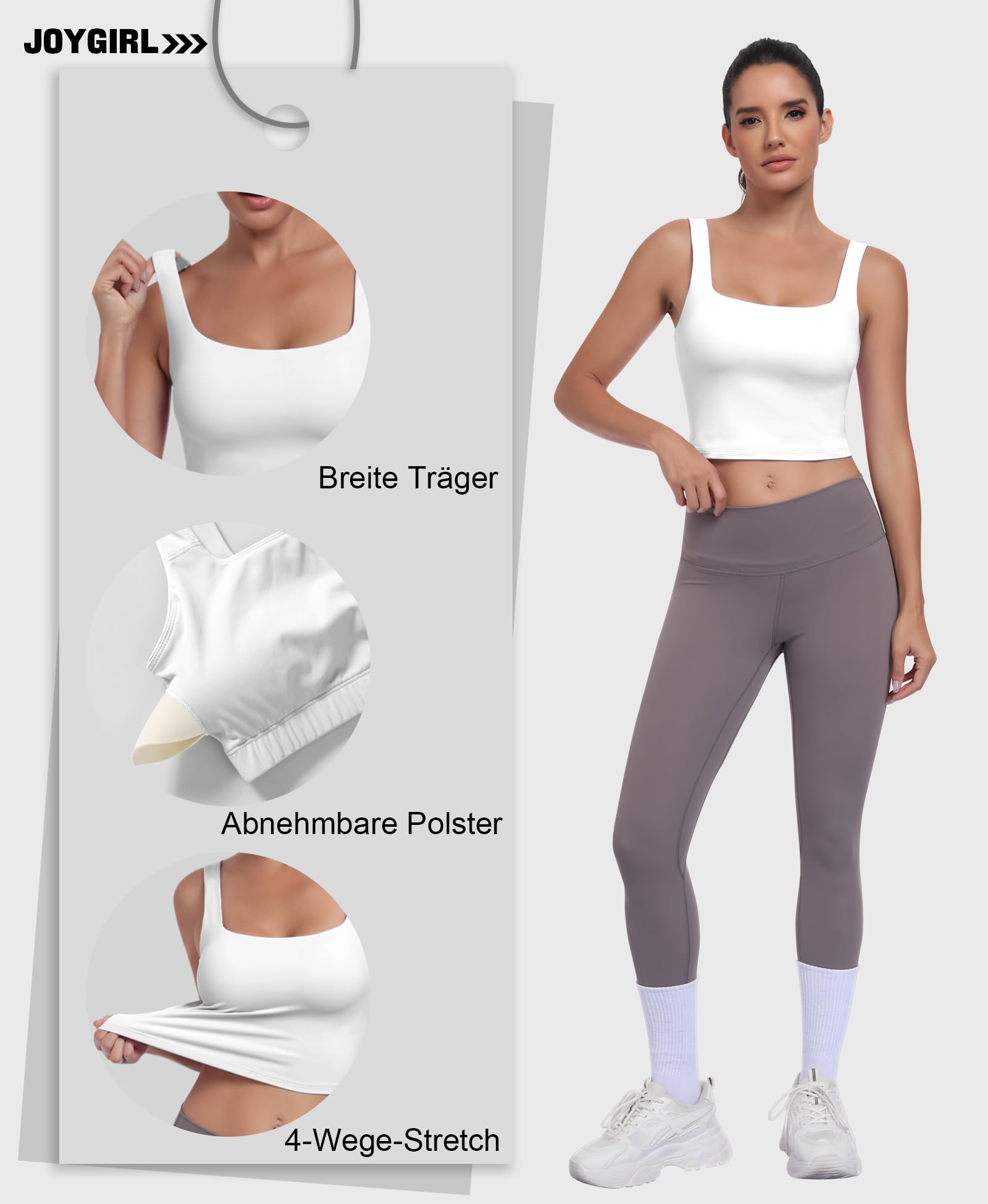 JoyGirl Sport BH Damen Ohne Bügel Yoga Tank Top Atmungsaktive Crop Tops Fitness Workout Sport Bustier mit Abnehmbaren Gepolstert