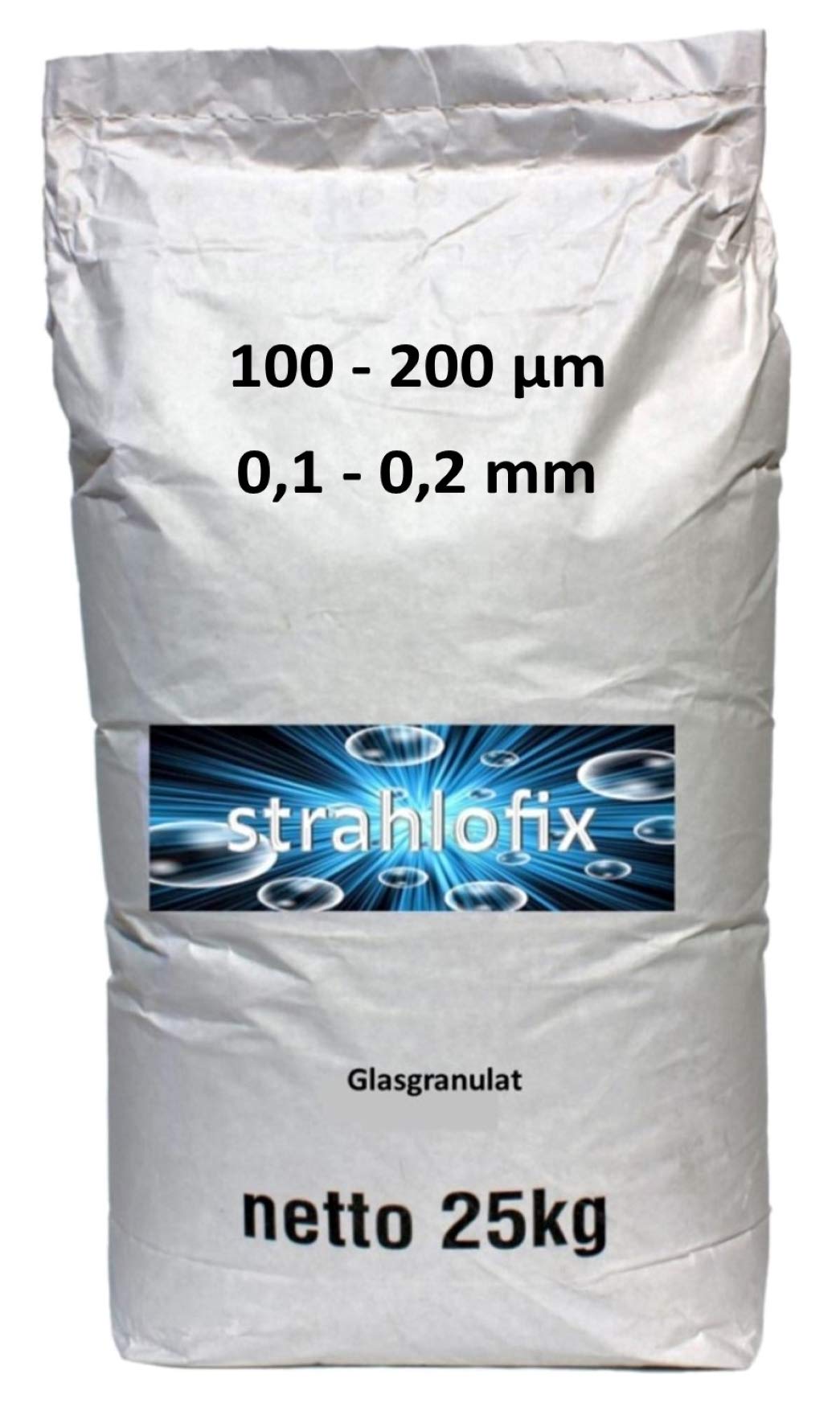 25 kg Strahlmittel Glasgranulat gebrochenes Glas Glasbruch Strahlgut (100-200 µm)