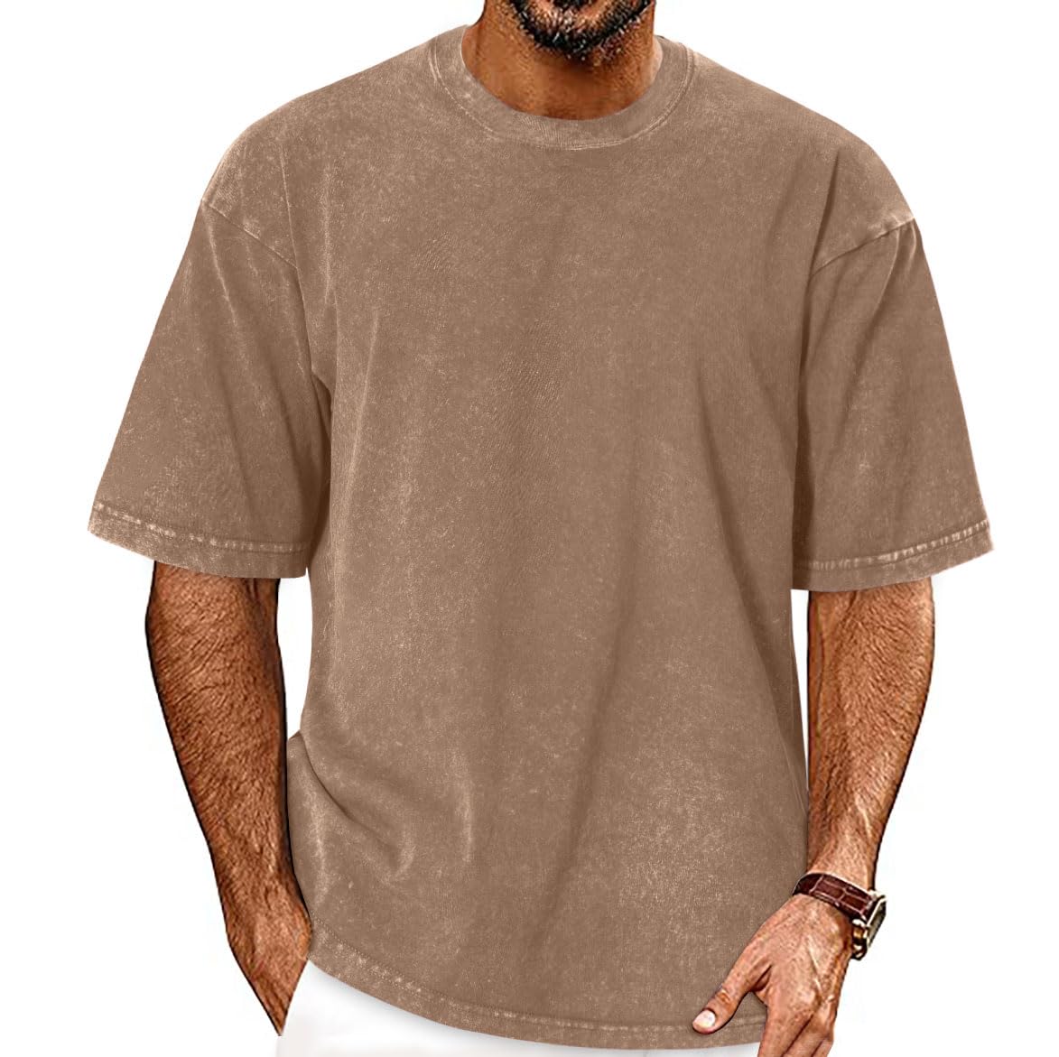 Oversized Tshirts for Men Short Sleeve Vintage Washed Basic Loose Tees