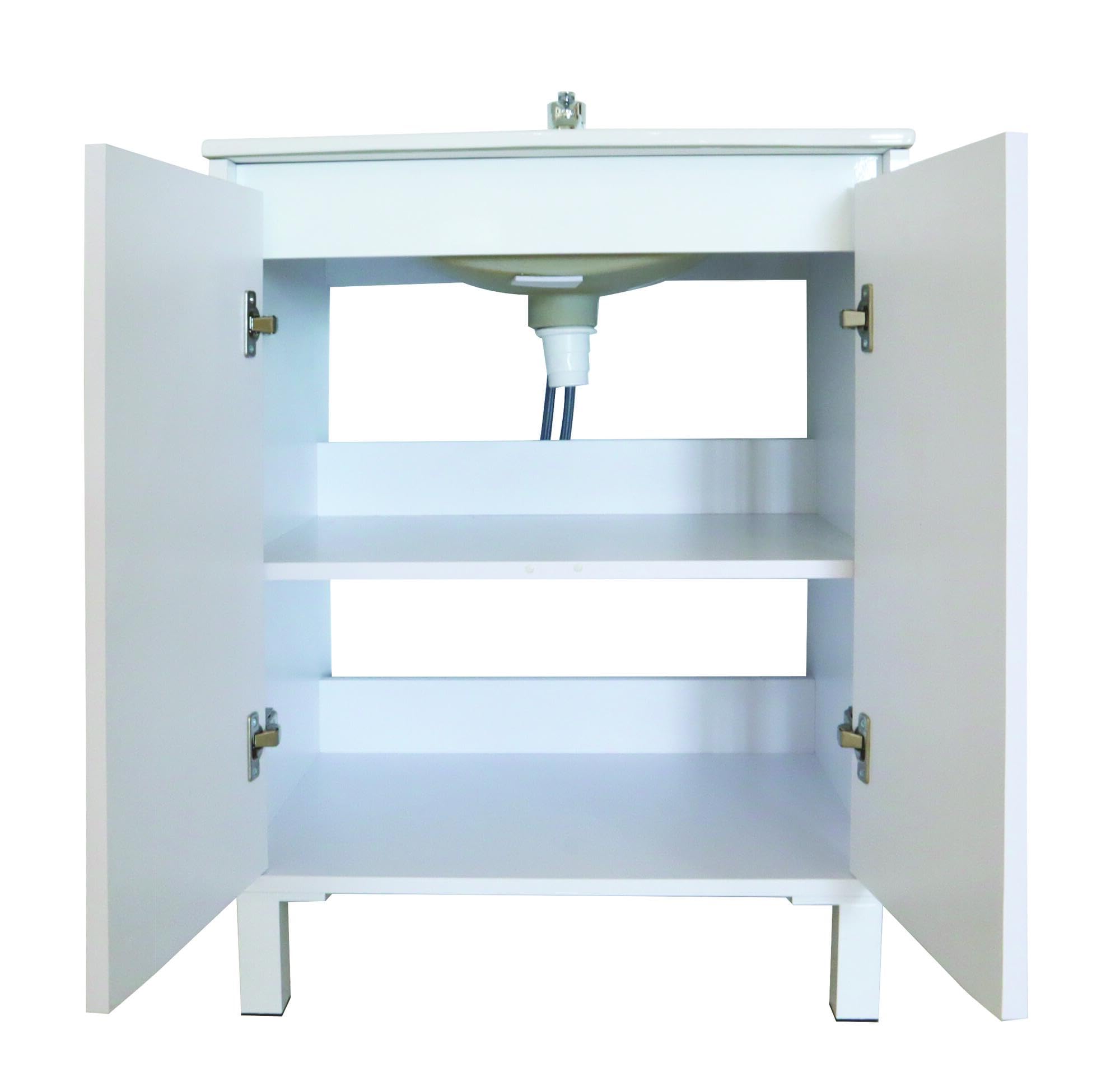 Mueble de Baño BELIS, Cerámica, Rebosadero Integrado, Blanco | Cerámica, Rebosadero Integrado, Fabricación Europea, Entregado Montado, Diseño Clásico y Atemporal, Materiales de Calidad