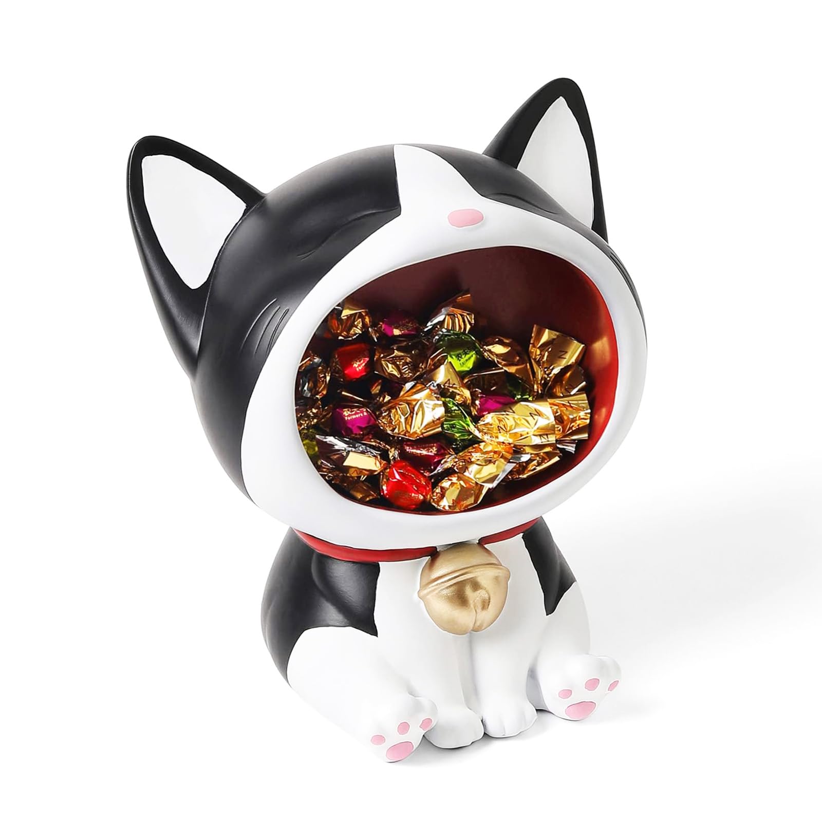 YXCQHZM Cute Cat Statue Ornament Storage,Modern Resin Art Sculpture Desktop Storage, Laughing Cat Collectible Figurines Art Home Decoration (A)