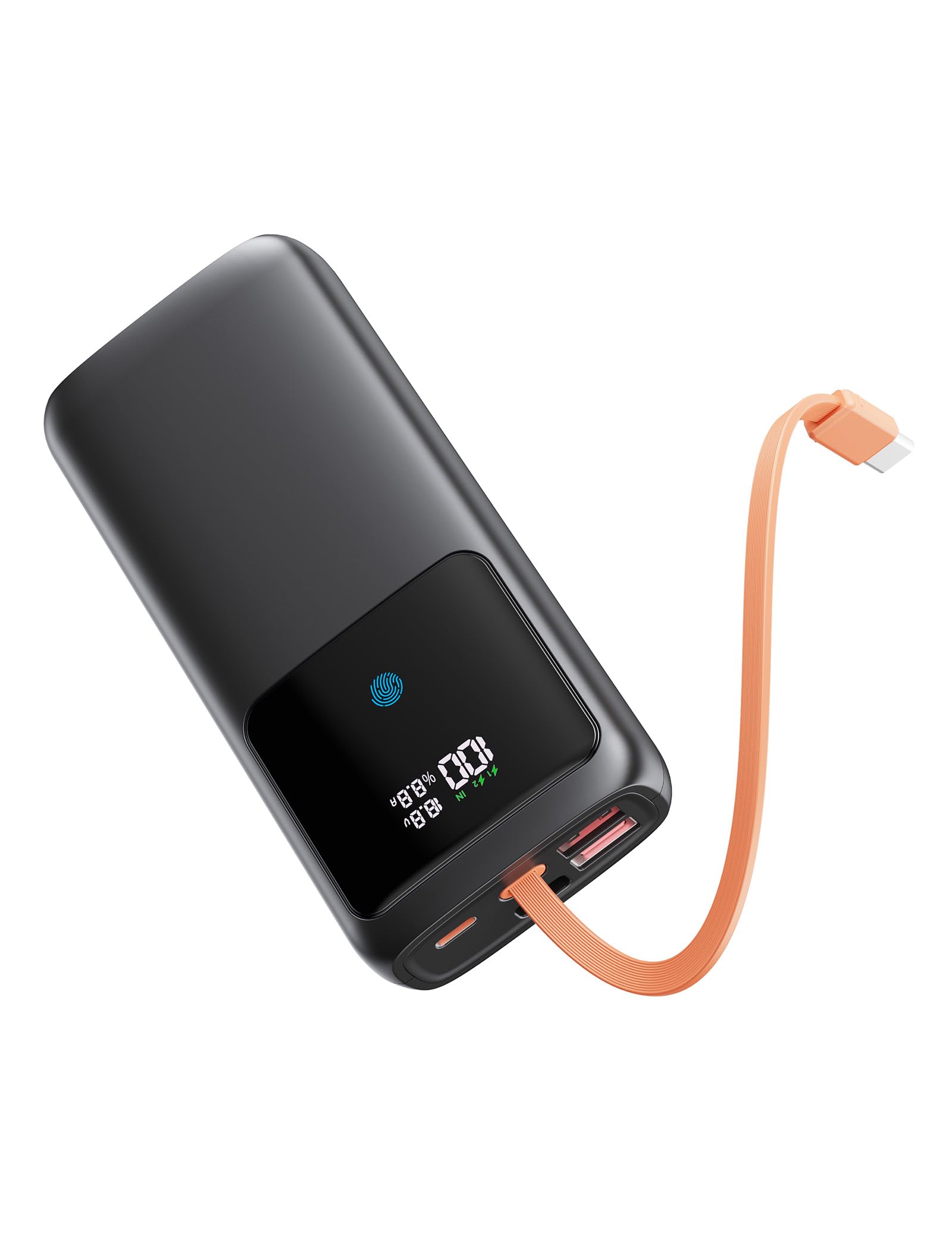 Laptop Power Bank, 24000mAh 65W Fast Charging Portable Charger with Built-in Cable, USB C Battery Pack with LED Display, Travel Essential External Battery Bank for Macbook/Notebook/Tablet/Ph