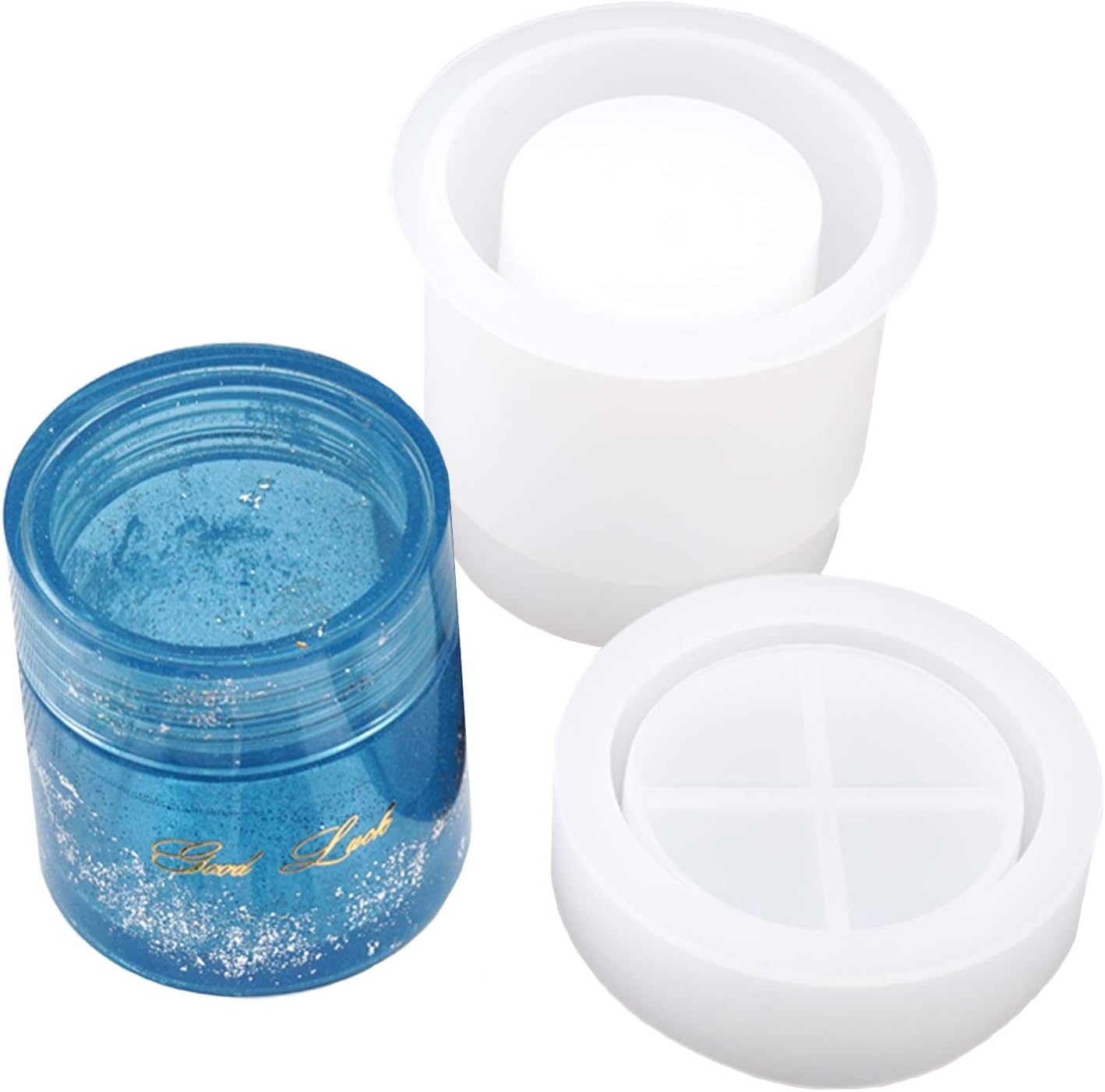 Silicone Bottle Resin Mold with Lid Epoxy Resin Casting Moulds Box Jar Storage Resin Molds Kit Jewelry Trinket Container Holder Handmade Craft Supplies Home Decoration (White - Cylinder)