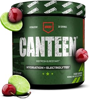 REDCON1 Canteen Hydration + Electrolytes, Cherry Lime Blast - Electrolyte Drink Powder with B Vitamins + Minerals for Recovery - Coconut Water Powder & Hyaluronic Acid for Hydration (30 Servings)