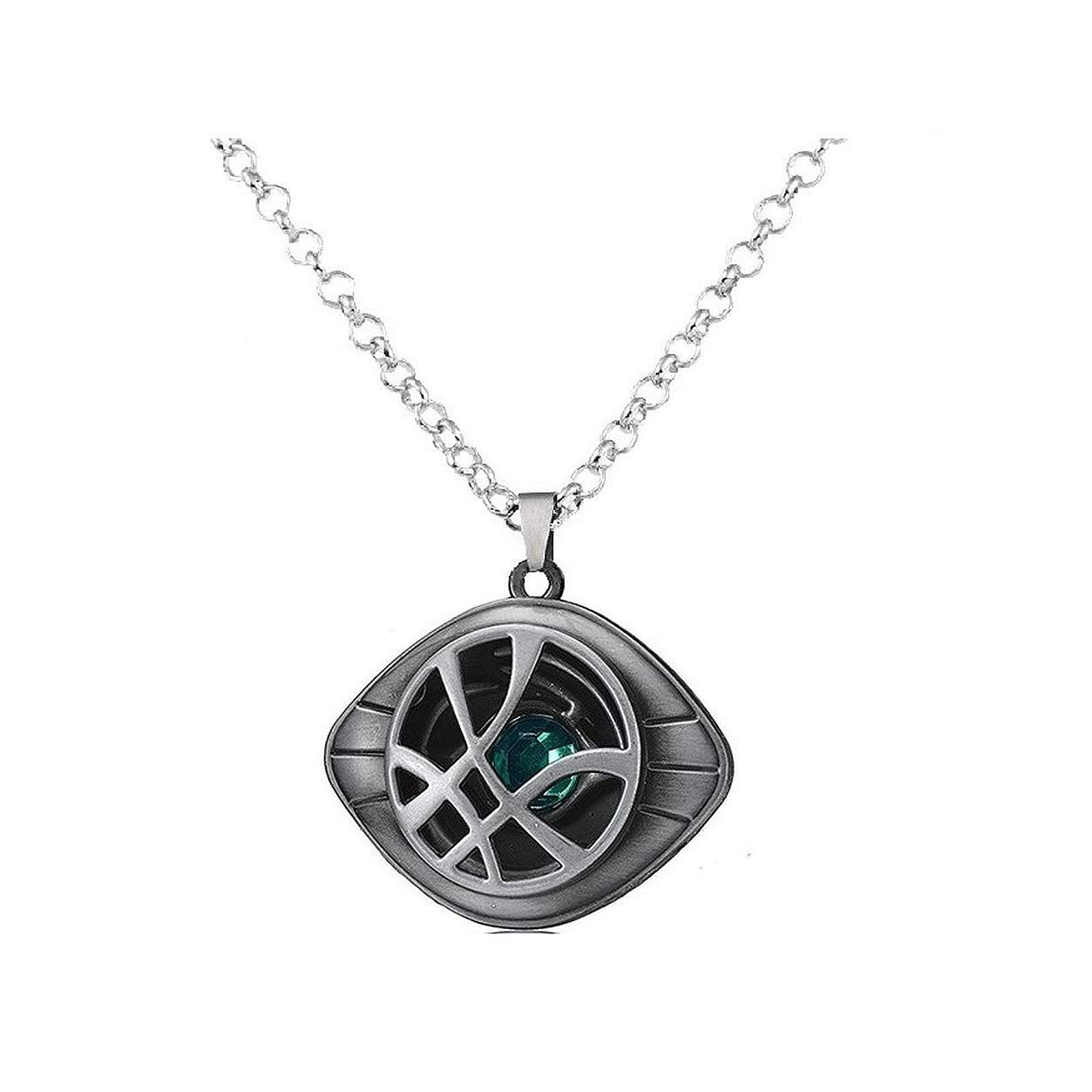 Stylish Silver Eye Shaped Superhero Character Accessory Metal Pendant Locket with Length Adjustable Silver Chain for Unisex; Pack of 1