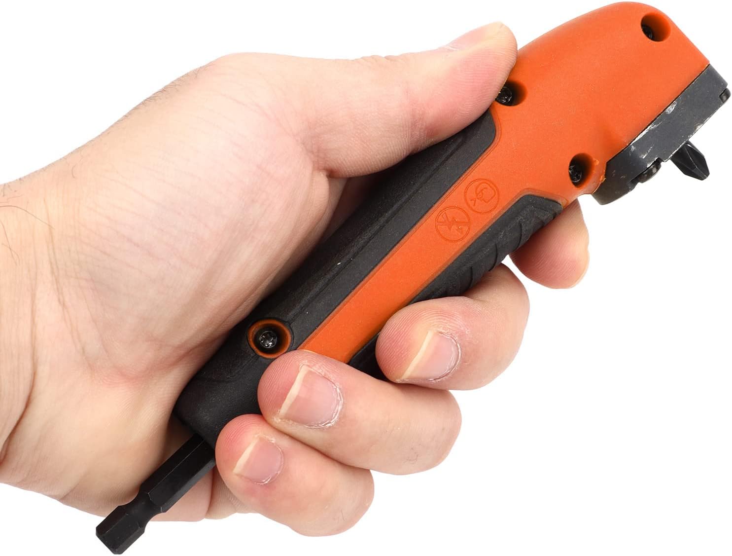 Right Angle Drill Adapter Hex Interface Magnetic Bit Set Ergonomic ABS Handle for Electric Screwdriver Socket Wrench and Power Tools with 10pc Random Bits (Orange)