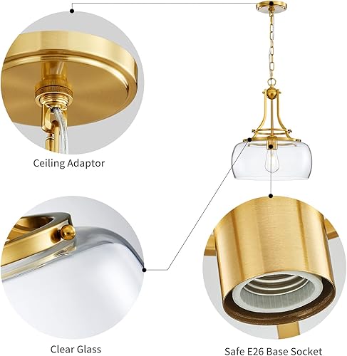 Miniatura 3 de WUZUPS Candelabro rústico rústico industrial redondo para techo, lámpara LED con pantallas de vidrio transparente para comedor, cocina, isla,
