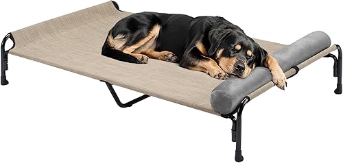 Miniatura 1 de Veehoo CWC2204BCP - Cama elevada grande para perro, cama hamaca elevada para perro con reposacabezas extraíble de un lado, malla Teslin lavable y