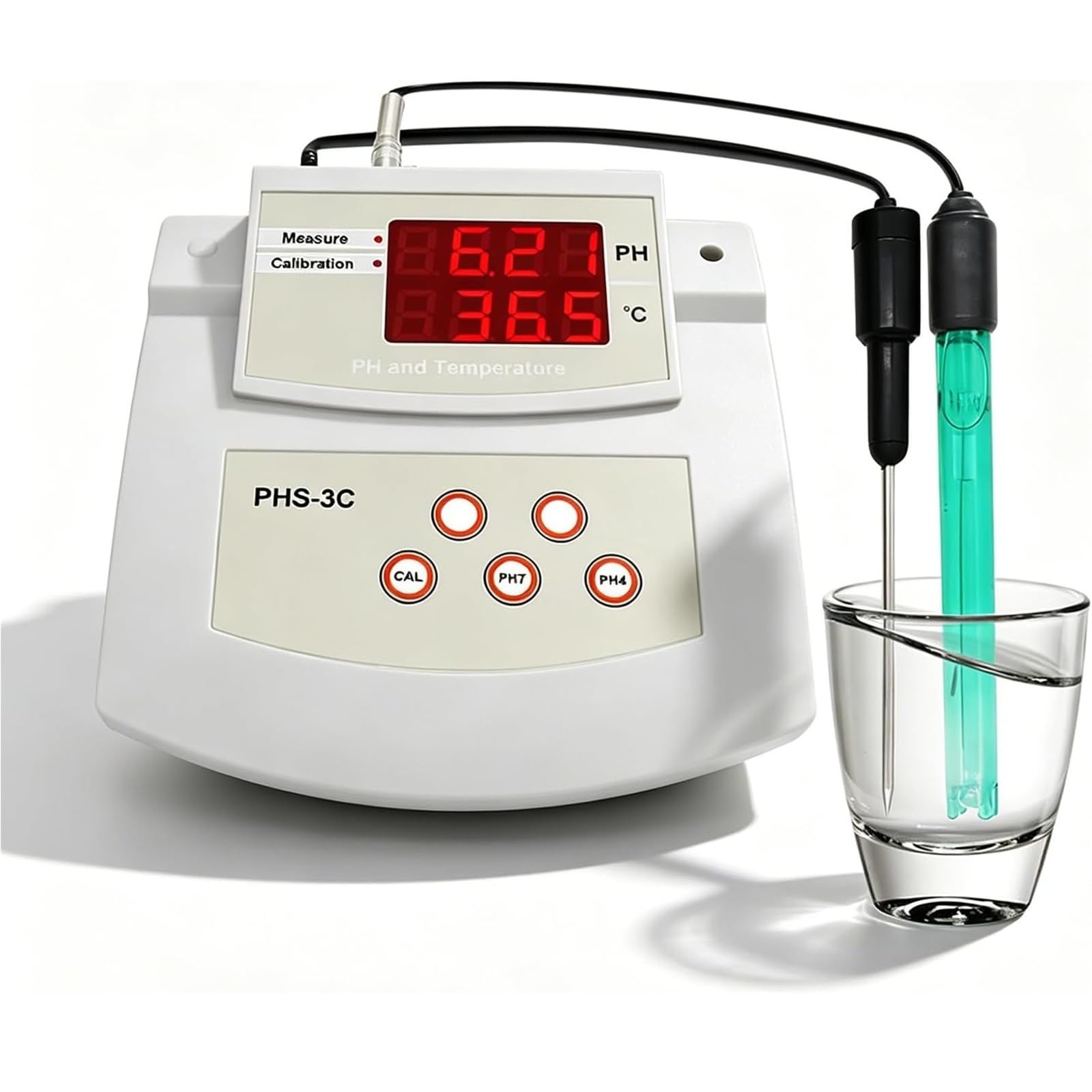 PHmetro da banco da laboratorio, conduttimetri, misuratore di acidità da tavolo con calibrazione automatica, precisione ±0,01 PH e PH/Temp 2 elettrodi, 0℃-50℃ ATC, con supporto