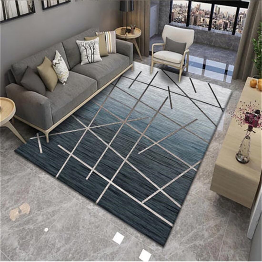 Moquette Exterieur Lavable Grise 130X190CM pour Terrasse Propre et Design Moderne