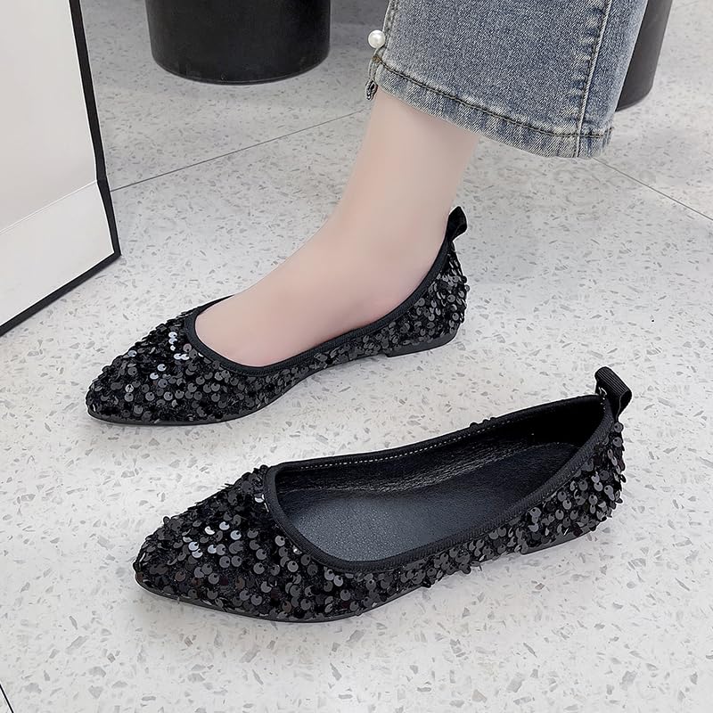 Flats Shoes for Womens Pointed Toe Ballet Flats Comfortable Low Heel Dress Wedding Flats3