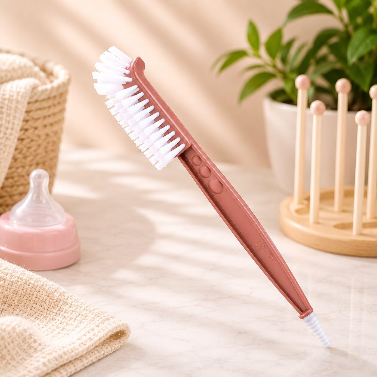 Adore Laventine BPA Free Bottle Cleaning Brush, Ergonomic Design with Integrated Handle (Red)-image-9