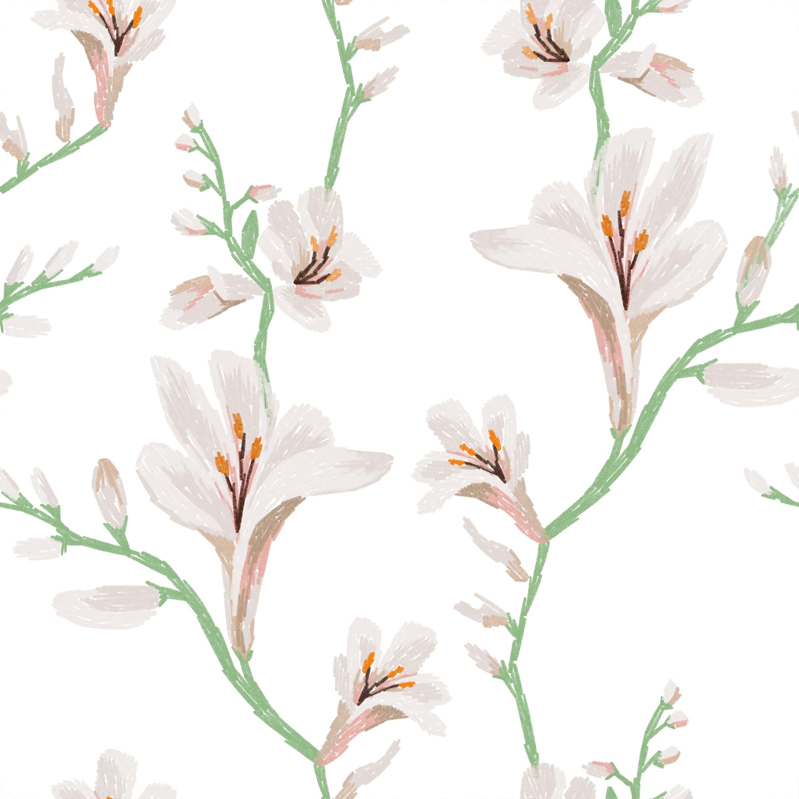 Papier peint floral freesia pour relooker un mur abîmé sans travaux