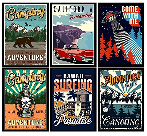 All-Good Adventure and Camping Inspired, Wall Poster, Unframed Gloss HD Finish 12x18 Inch, Set of 6