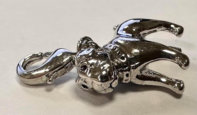 Quiges 3D Bull Dog Clip On Charm Pendant Silver Plated Women's Jewellery