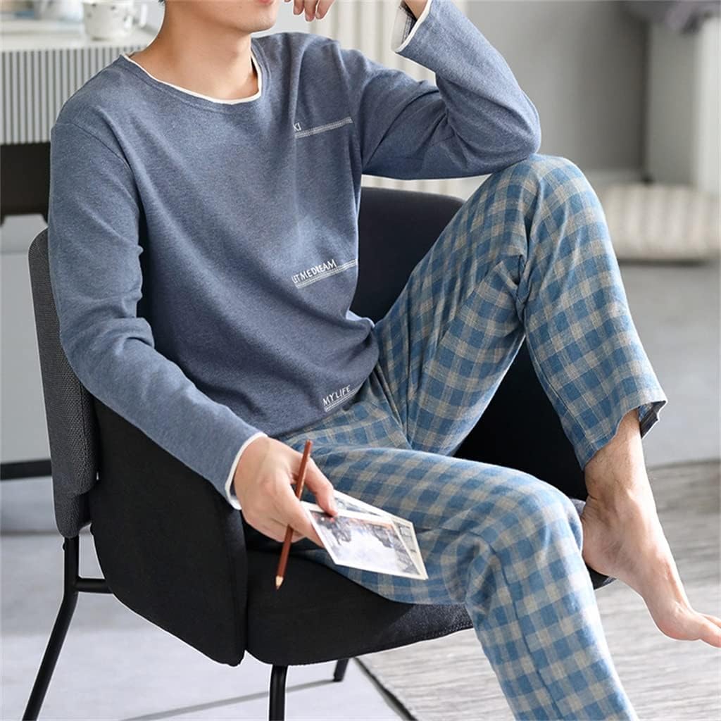 Pajamas Spring Autumn Cotton Long Sleeve Men's Homewear Winter Youth Plus Size Suit