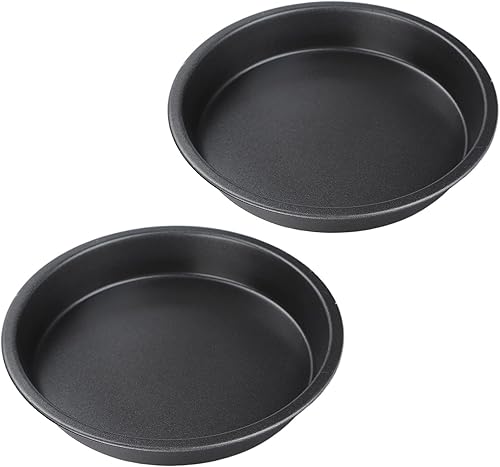 TOPINCN Sartén para pizza, 2 sartenes antiadherentes de acero al carbono grueso para hornear de cocina y panadería (6 pulgadas)