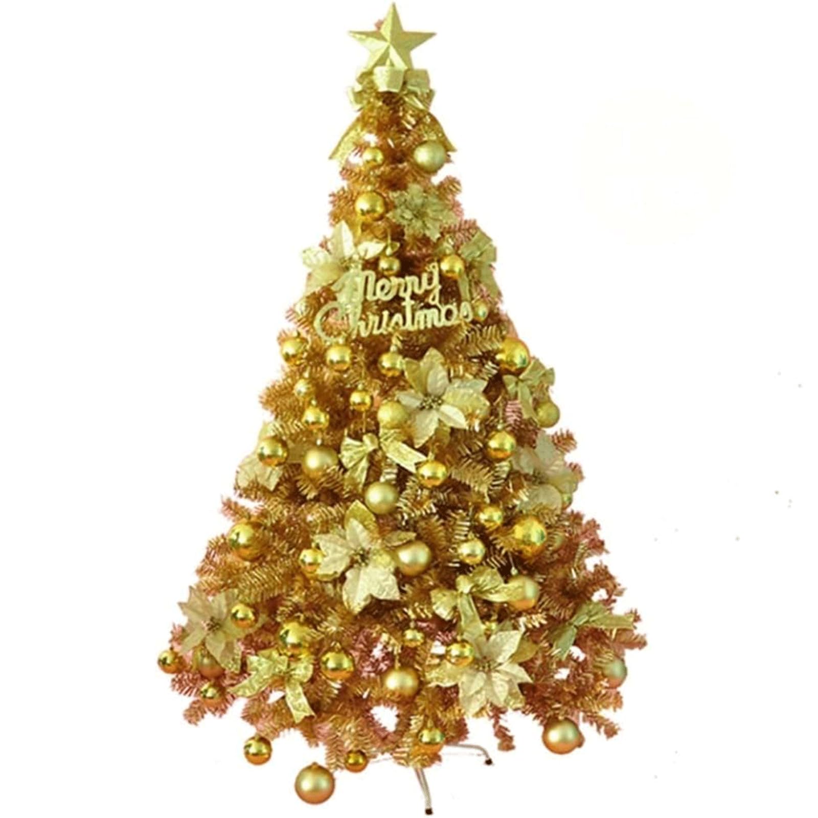 ZUMAHA Árbol de Navidad Dorado, árbol Artificial con Soporte de Metal y pequeñas Luces LED, árbol de Navidad para decoración de Puerta Principal de Entrada