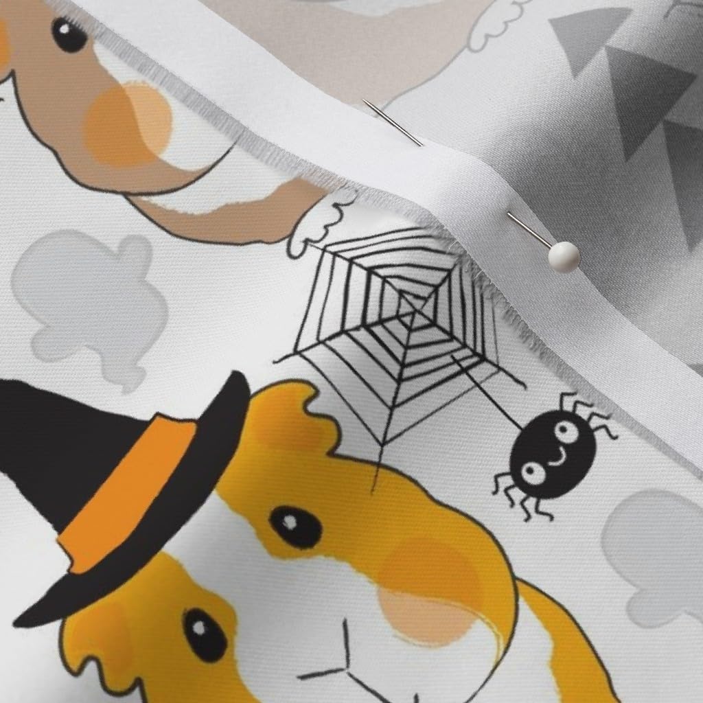 Spoonflower Fabric - Halloween Guinea Pigs White Pig Cute Animal Holiday Child Printed on Organic Cotton Sateen Fabric by The Yard - Sewing Quilting Apparel Home Decor