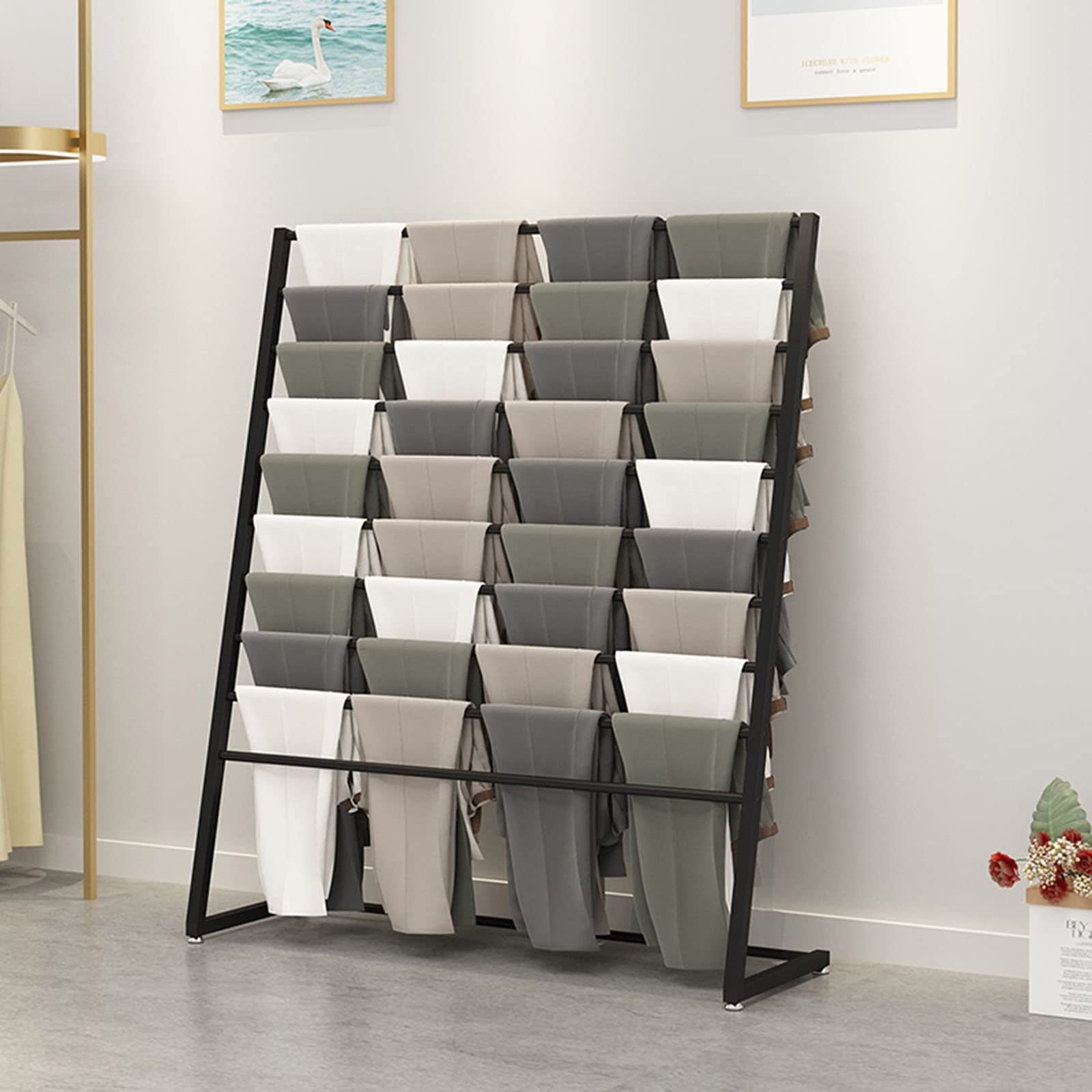 OLSKFUH Pull-Out Trouser Rack Removable Pull-Out Rack Wardrobe Storage Expandable Space Saving Drawer-Style Hanger Rod Rolling Trolley,Metal Hijab Hangers Display Stand Floor Sta,Black-100X40X145CM