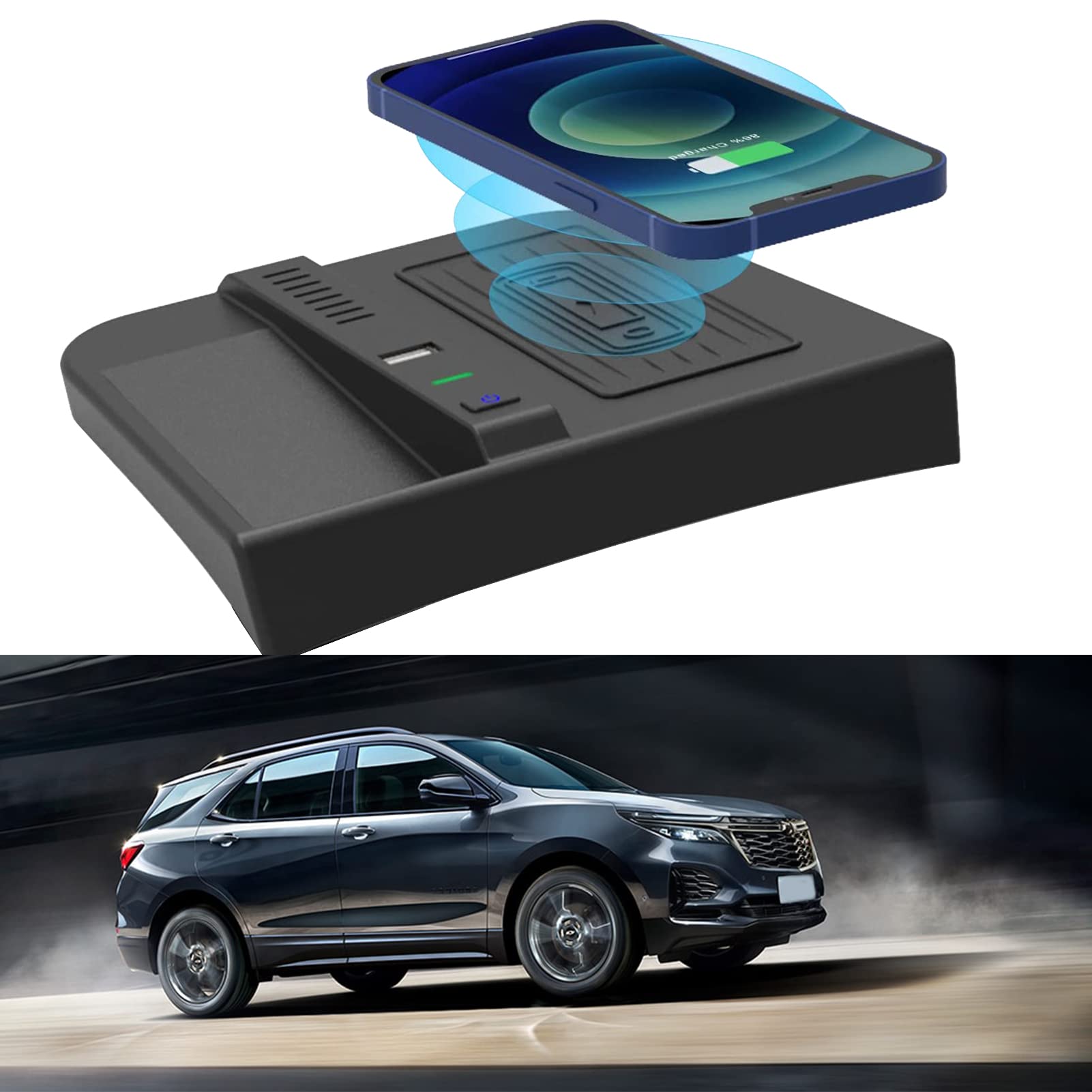 inBEKEA Car Wireless Charger Mount Fit for Chevy Equinox 2022 2021 2020 2019 2018 Center Console Accessory Panel