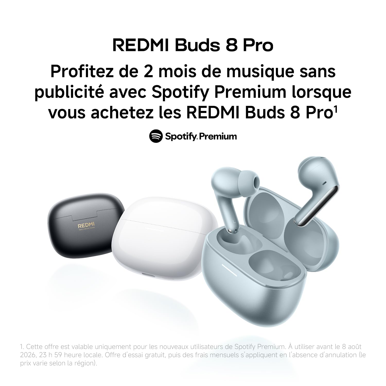 XIAOMI REDMI Buds 8 Pro, écouteurs Bluetooth sans Fil, réduction de Bruit Active Jusqu’à 55 DB, Triple Haut-Parleur, Son Hi-Res HiFi, Dolby Audio, 33h+ d’autonomie, Bluetooth 5.4, Noir