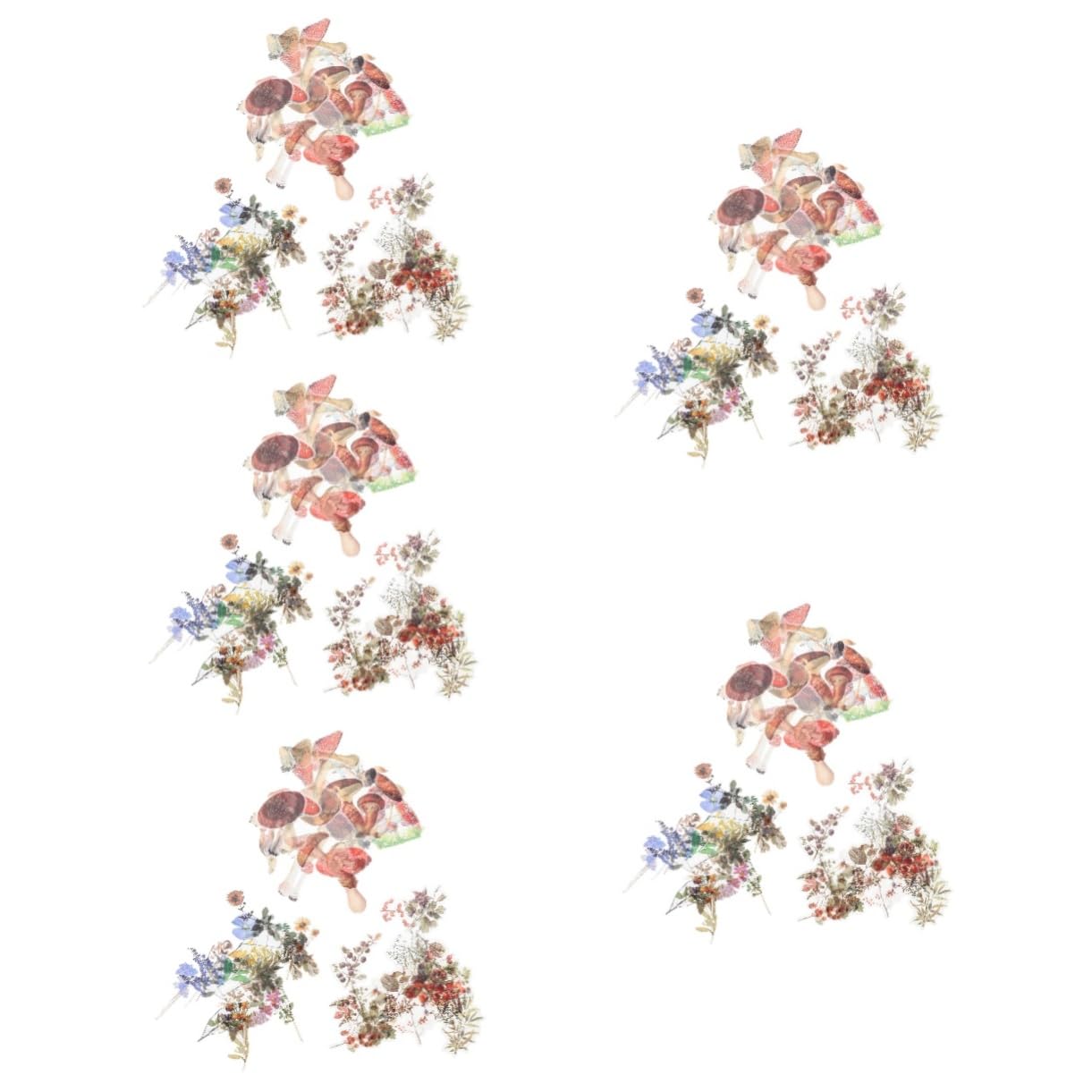 Tofficu 600stücke Pflanzenaufkleber Im Vintage-stil Wasserdichte Transparente Pet-dekorationsaufkleber Für Scrapbooking Und -handarbeiten Blumen Und Pilzmuster Für Notizbücher Und