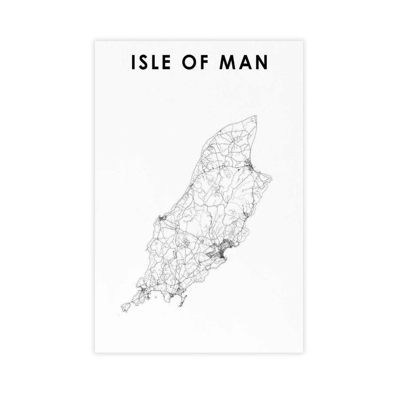Qogdaf Isle Of Man Map Canvas Poster Bedroom Decor Landscape Office Room Decor Gift 12X18inch(30X45cm)