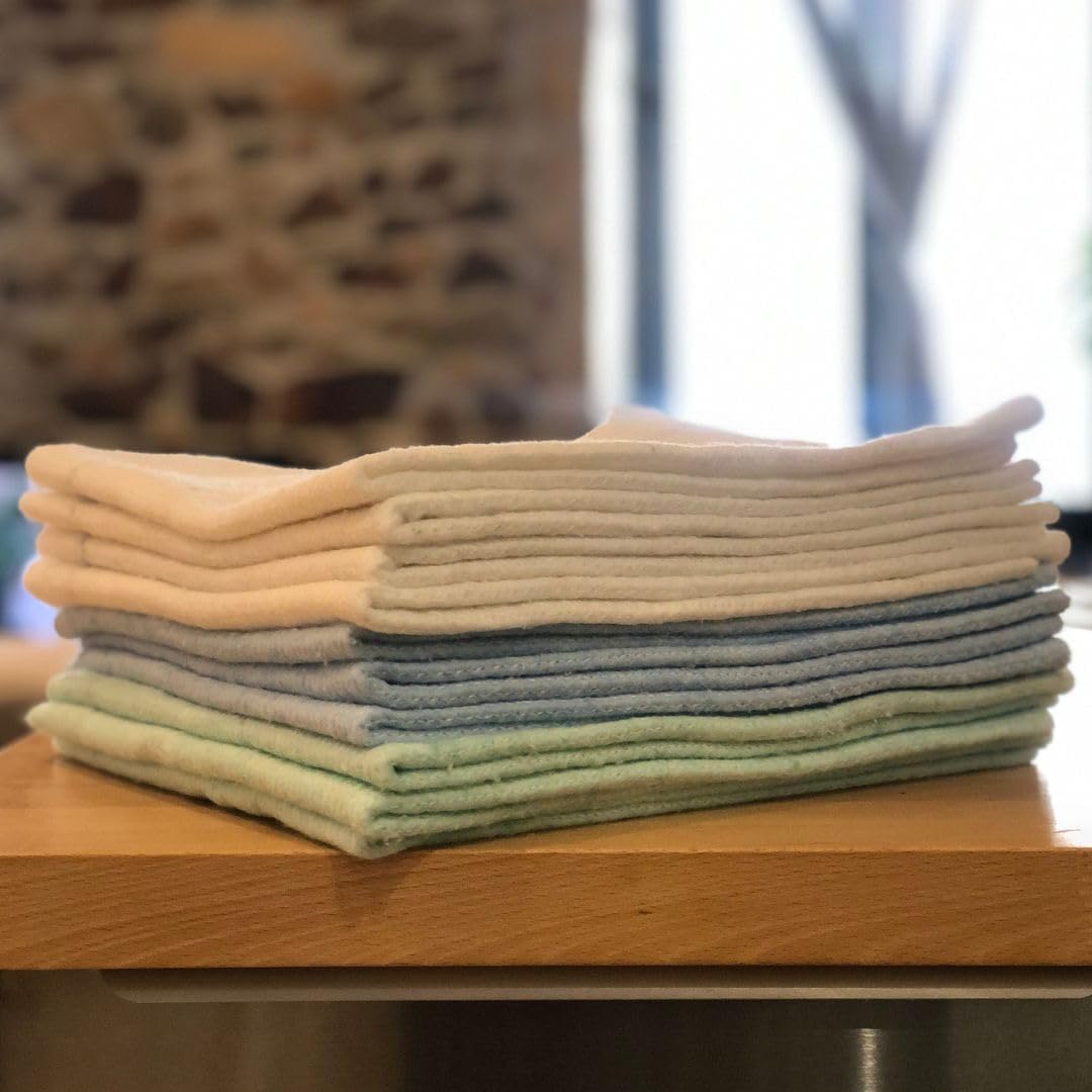 LNT France - Juego de 20 mopas de algodón y viscosa, 50 x 60, fabricadas en Francia, lavable y resistente, muy absorbente