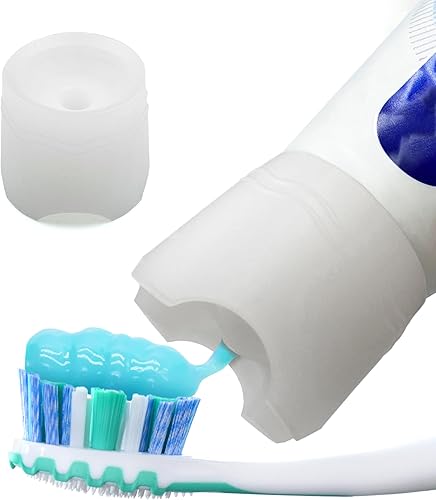 Chrome Cherry SqueezMe - Tapones de pasta de dientes con cierre automático, tapa de silicona para niños y adultos, dispensador de pasta de dientes