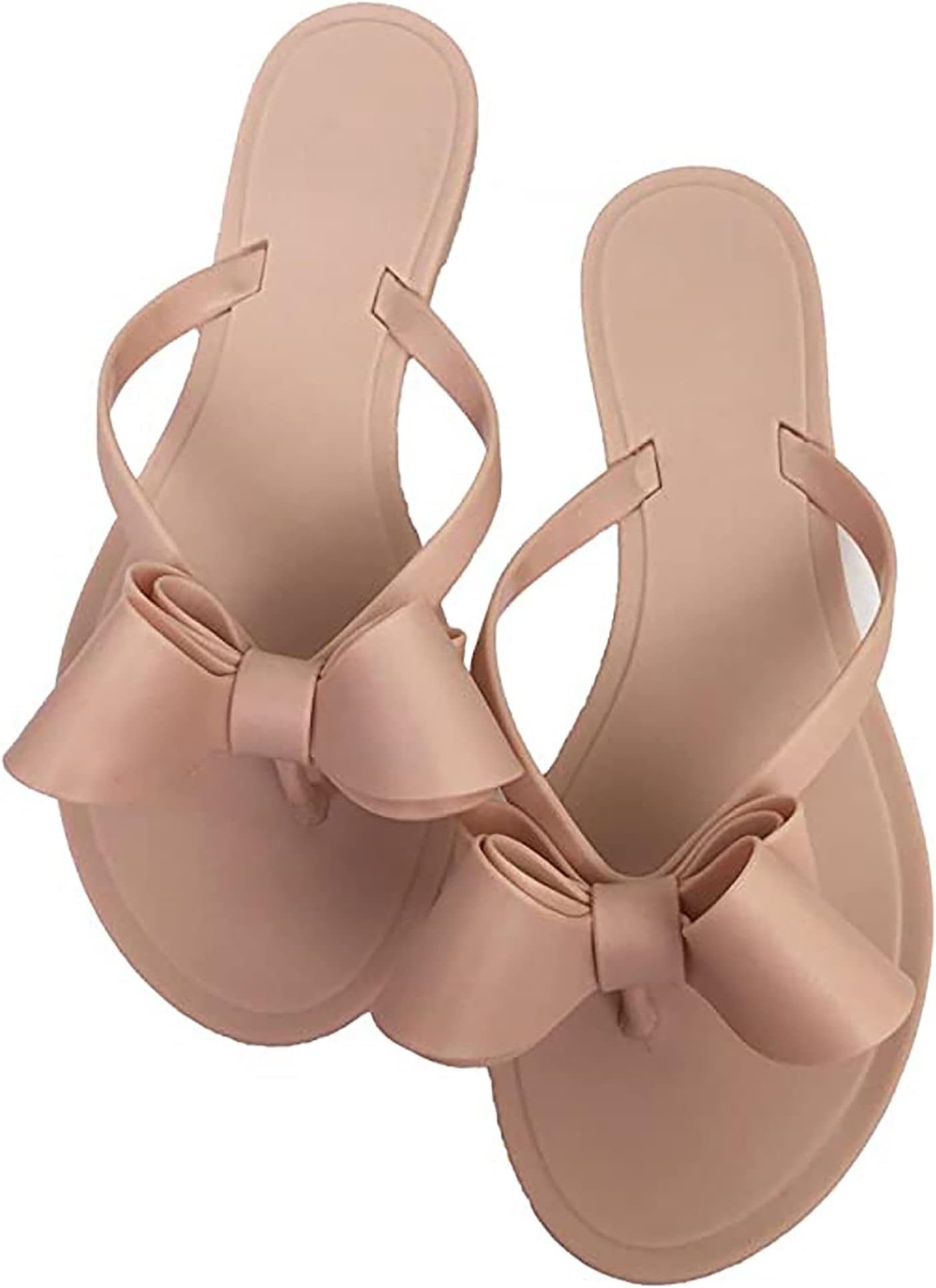 Women Flip-Flops Flat Sandals Jelly Bow Beach Flat Rivets Rain Cute Dressy Summer Sandals