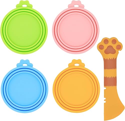 Vista 10 de Tapas de latas Paquete de 4 Fundas universales de silicona sin BPA para latas de alimentos para mascotas Se adapta a la mayoría de alimentos