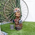 Alpine Corporation ZEN882SLR 32" Solar-Powered Birdhouse Fountain with Cascading Water and LED Lights - Outdoor Garden Decor, Brown