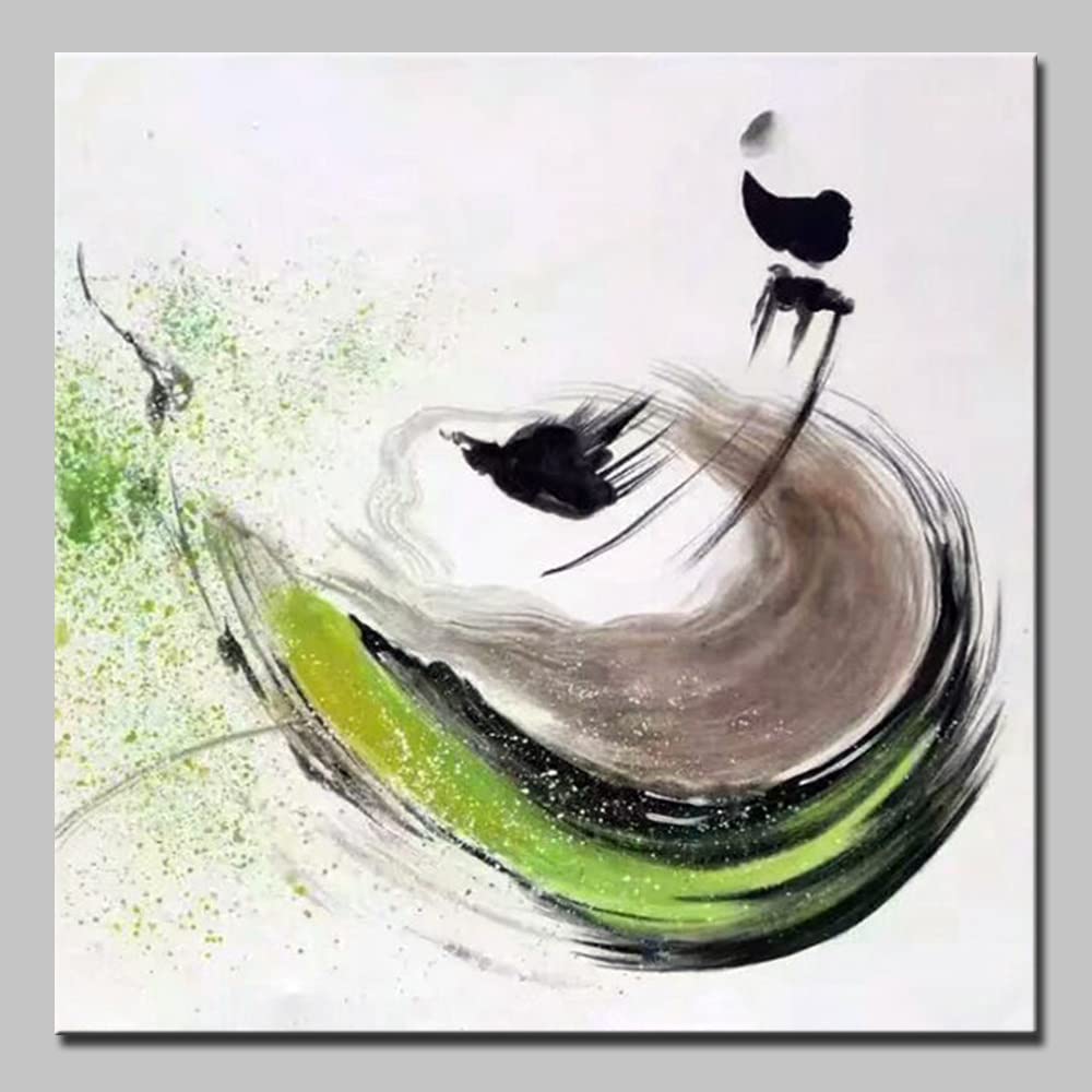 Art abstrait animaux cool peinture à l'huile grand format vert