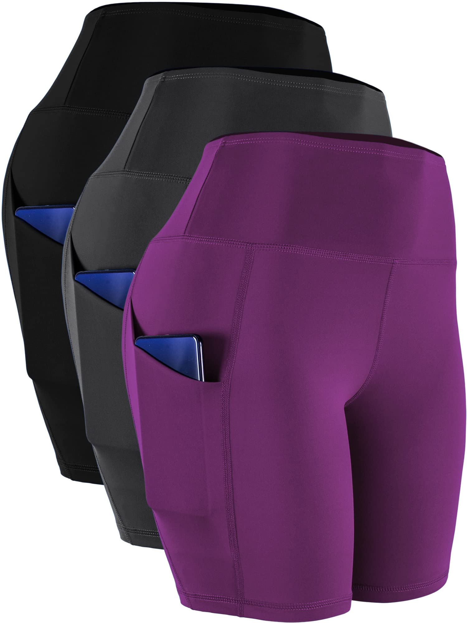 Cadmus Pantalones Cortos de Yoga de Cintura Alta para Mujer, 7,62 cm, 15,24 cm, 20,32 cm, sensación Desnuda, Entrenamiento, Correr, Motociclista