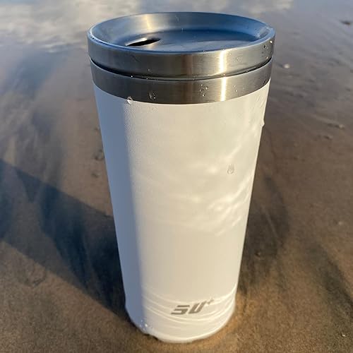 5U+ Vaso de acero inoxidable de 16 onzas con tapa, taza de café de viaje reutilizable para hombres y mujeres, taza aislada fácil de llevar para