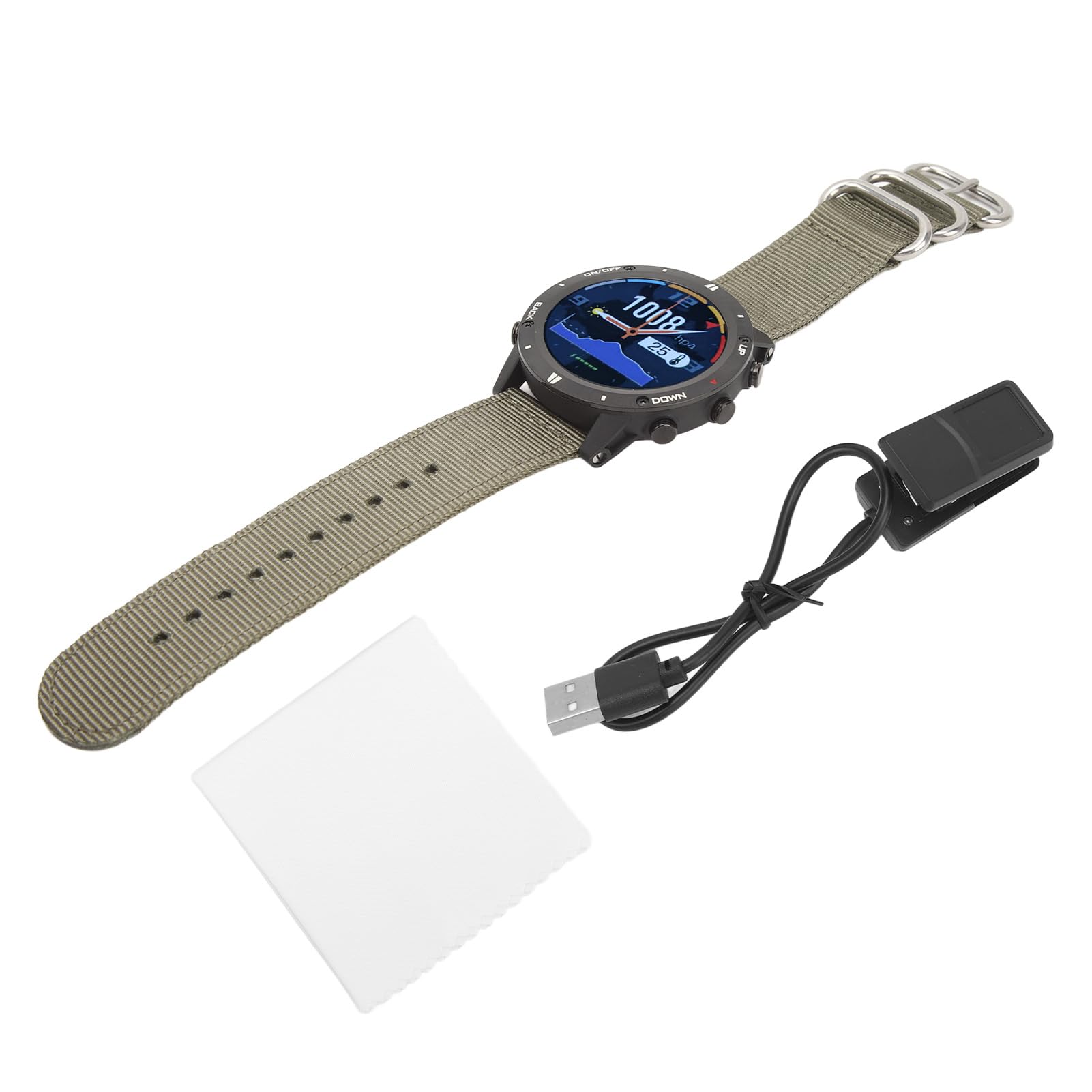 Zegarek Sportowy, Inteligentny Zegarek 1,28 Cala IPS TFT USB Ładowanie Śledzenie Nawigacja Monitorowanie Snu z Kompasem do Biegania