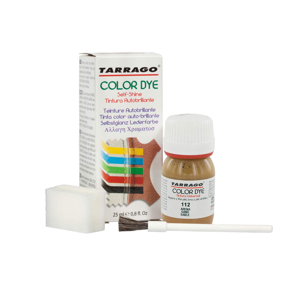 Tinte para Zapatos y Bolsos de Cuero y Textil con Esponja y Brocha | Cubre Rozaduras y Desgastes del Calzado | Gama de 90 colores — view 36